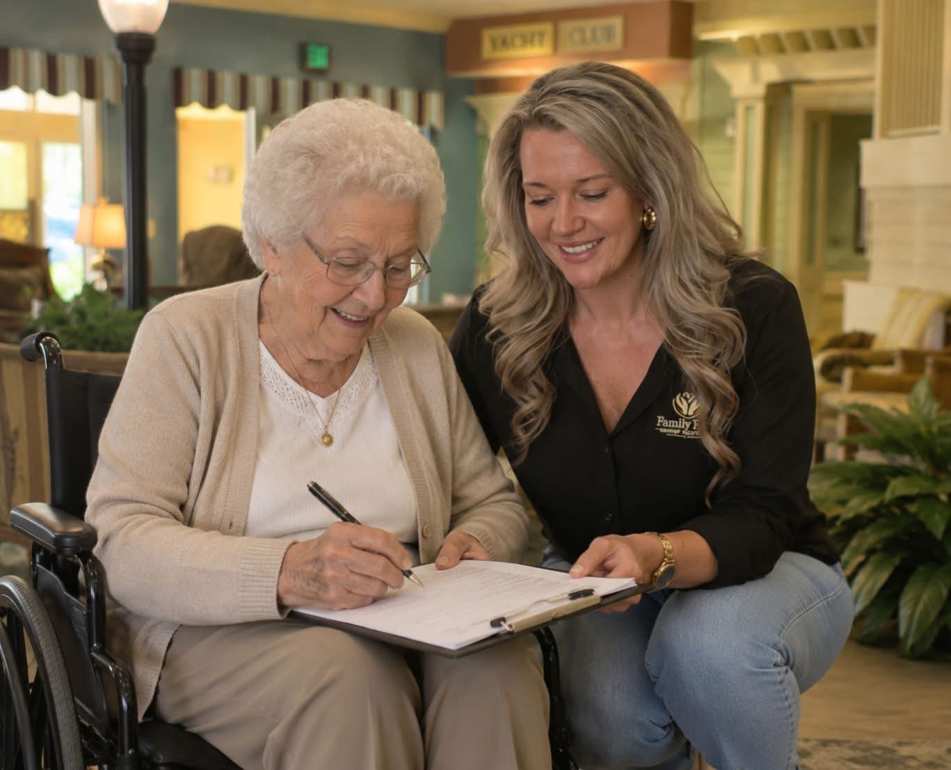 Family First Senior Solutions meeting with a client